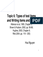 Topic 6: Types of Test Items P Yp and Writing Items and Tasks