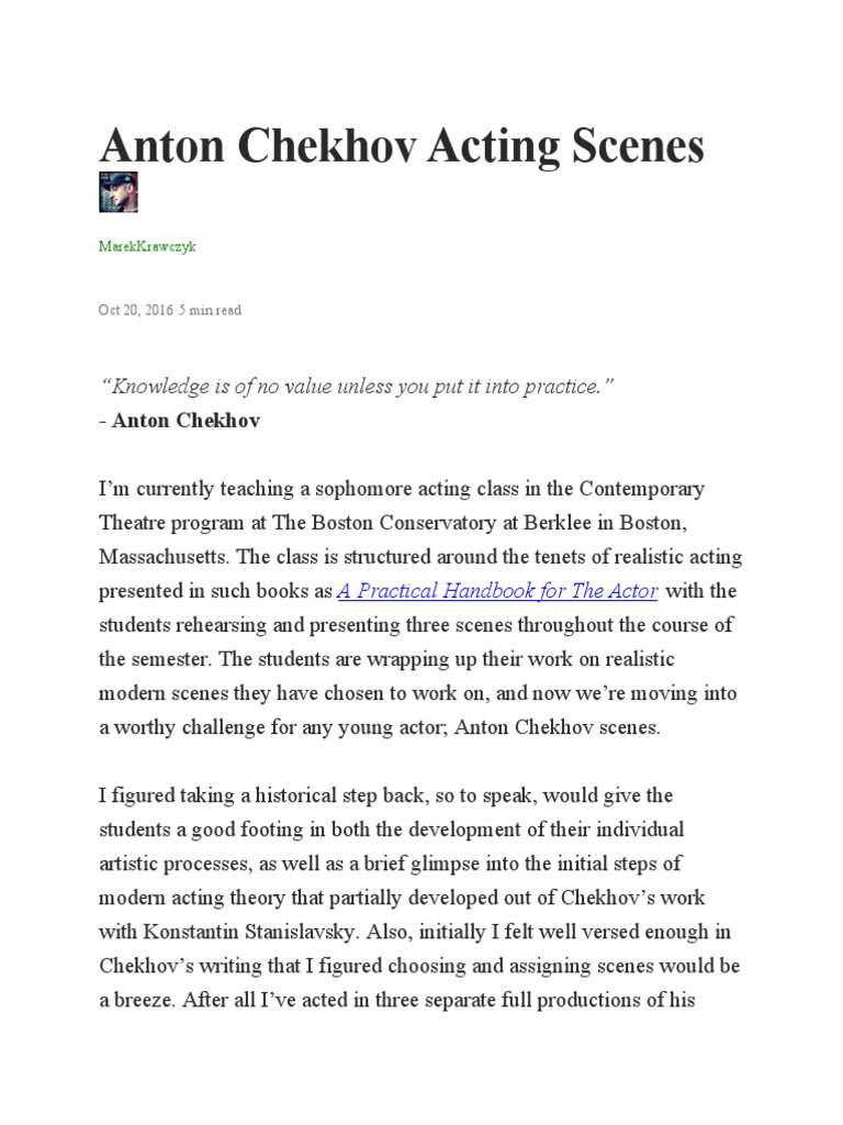 Chekhov Scenes for Acting Practice | PDF | Oral Literature | Plays