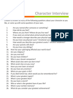 Questions To Ask Your Characters