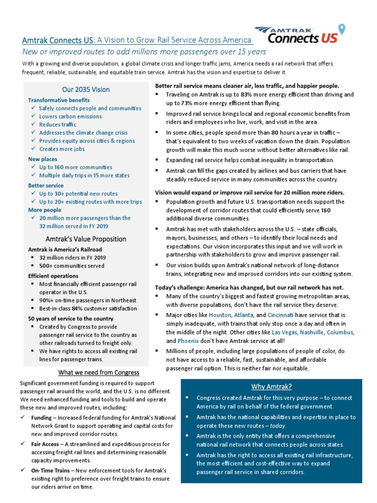 New or Improved Routes To Add Millions More Passengers Over 15 Years | PDF  | Amtrak | Rail Transport