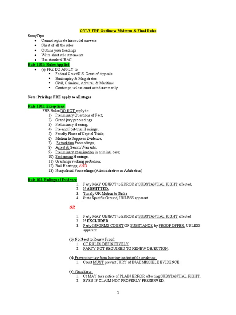 only-fre-rules-outline-pdf-witness-impeachment-evidence-law
