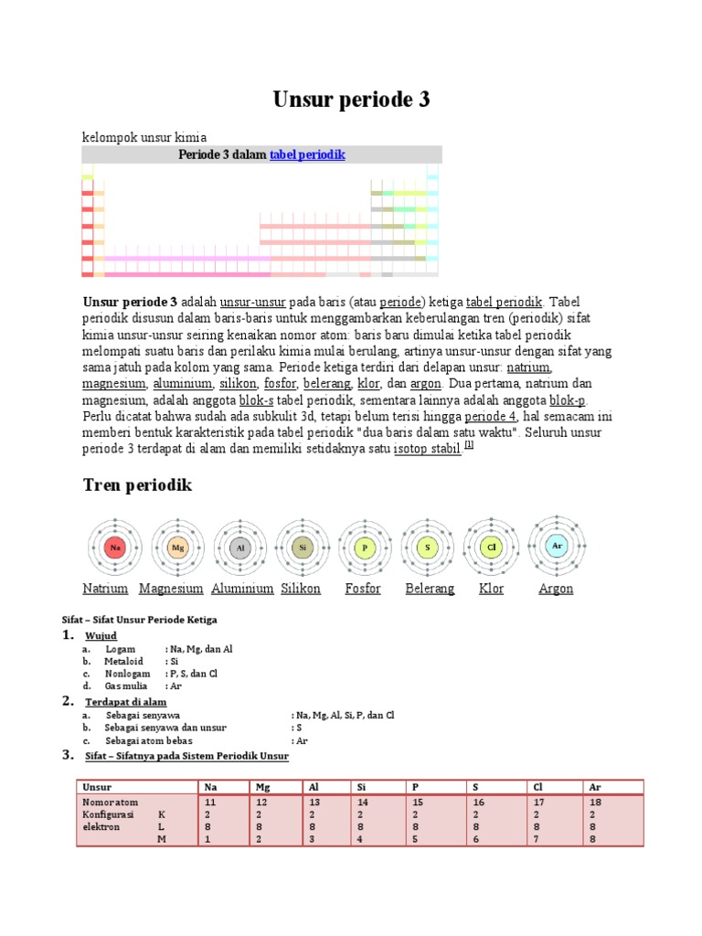 Unsur Kimia Periode 3 dalam Tabel Periodik | PDF | Teknologi & Rekayasa