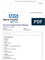 Application For Research Support Project Manager at Barts Health NHS Trust - Trac - Jobs