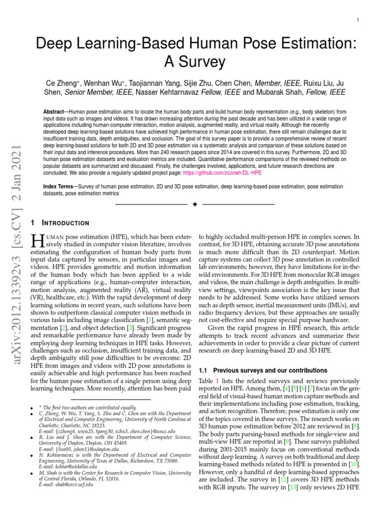 Deep Learning-Based Human Pose Estimation: A Survey | PDF | Deep ...
