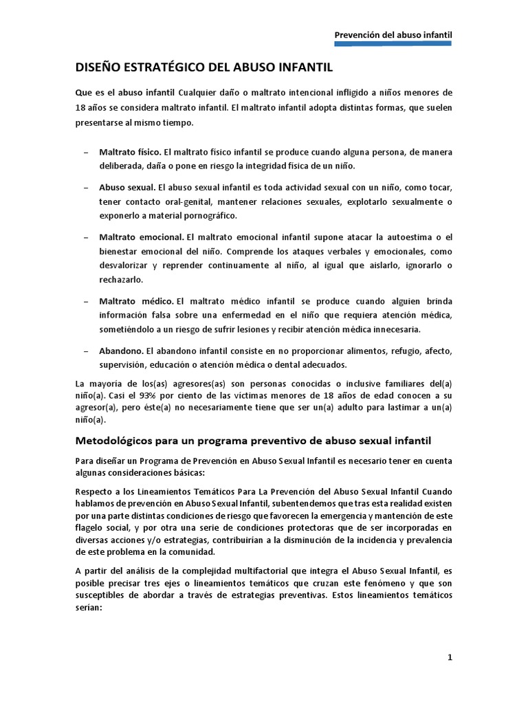 Prevención del Abuso Infantil: Estrategias Clave | PDF | Abuso infantil ...