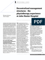Decentralised Management Structures ... The Physiotherapy Experience at John Hunter Hospital