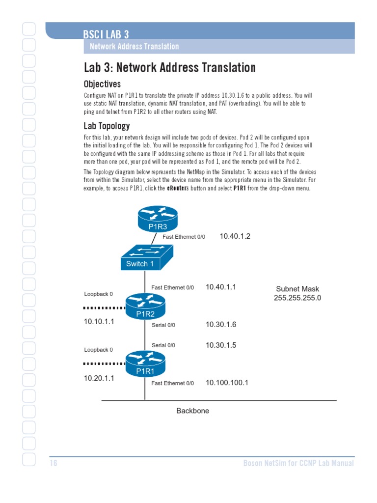 Configuring NAT in CCNP Lab 3 | PDF | Ip Address | Router (Computing)