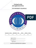 Visiting Faculty Job Application Form: Comsats University Islamabad