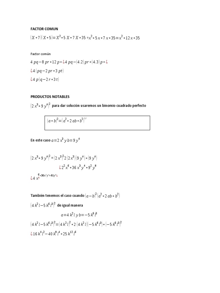 FACTOR COMUN Tarea Amor | PDF | Métodos y materiales de enseñanza