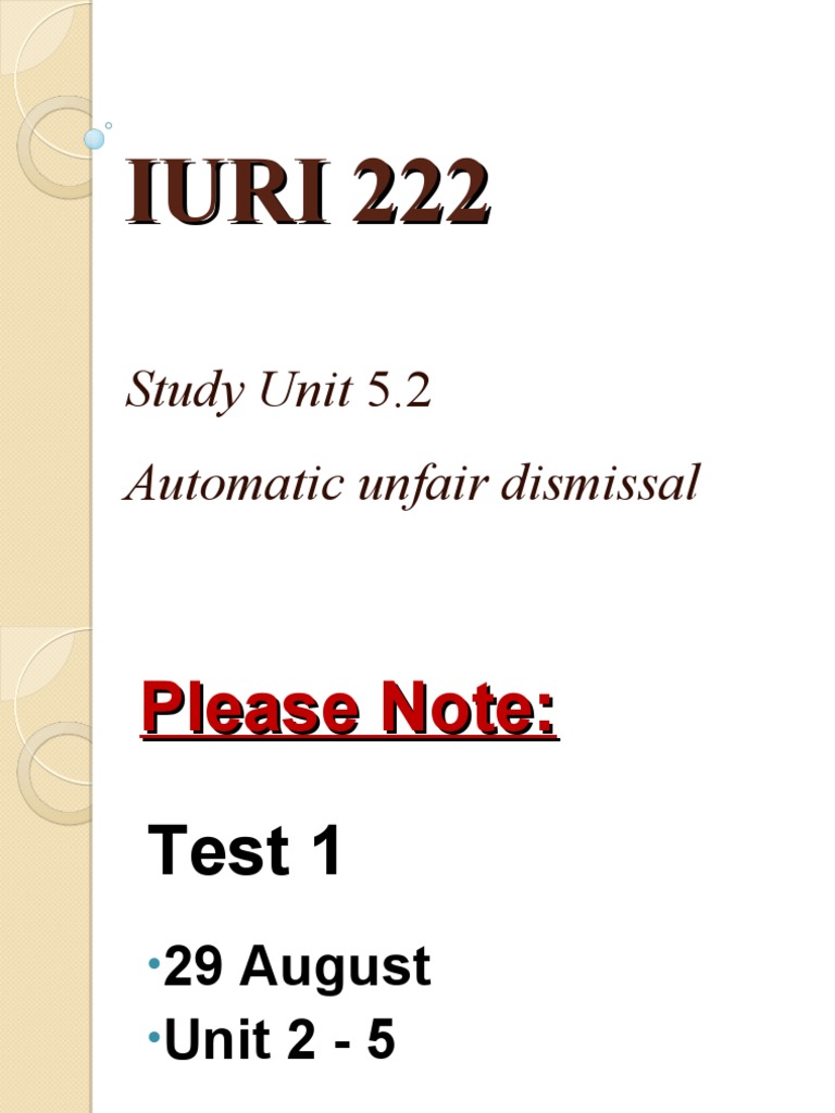 Unit 5 2 Automatically Unfair Dismissal Pdf Government Justice