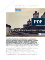 21 de Junio de 1839 Las Ordenes Religiosas Se Restablecen en Guatemala