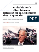 A New Despicable Low - GOP Sen. Ron Johnson Called Out For Racist Remarks About Capitol Riot