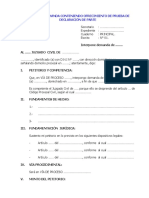 Modelo de Demanda Conteniendo Ofrecimiento de Prueba de Declaración de Parte