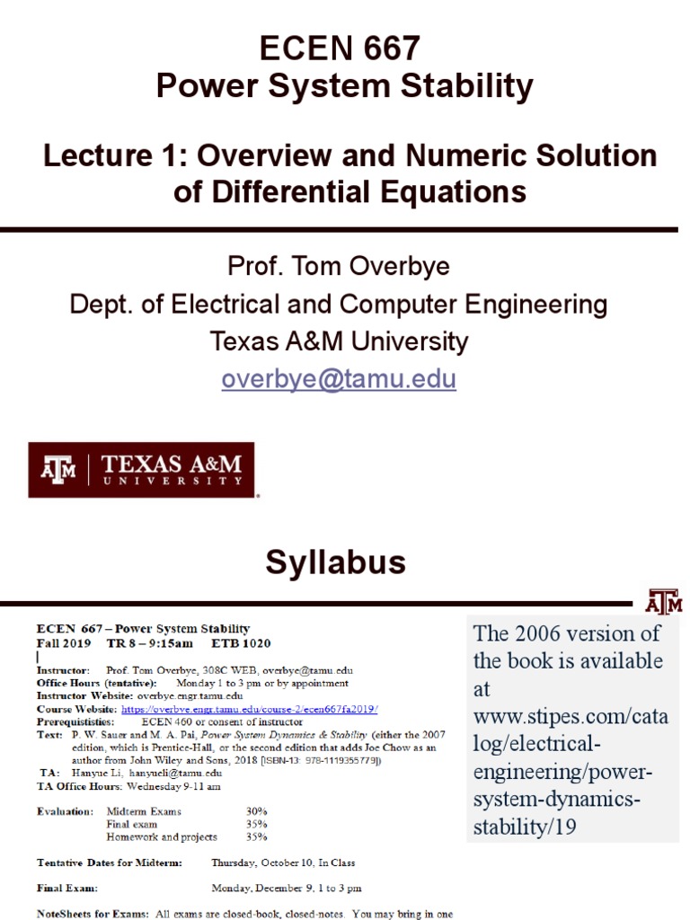 Lecture 1 Overview and Numeric Solution of Differential Equations