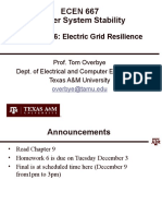 ECEN 667 Power System Stability: Lecture 26: Electric Grid Resilience