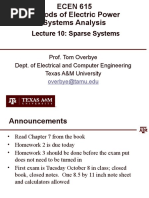 Lecture 10: Sparse Systems: Prof. Tom Overbye Dept. of Electrical and Computer Engineering Texas A&M University