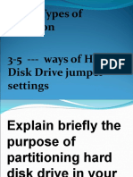1 - 2 - Types of Partition 3-5 - Ways of Hard Disk Drive Jumper Settings
