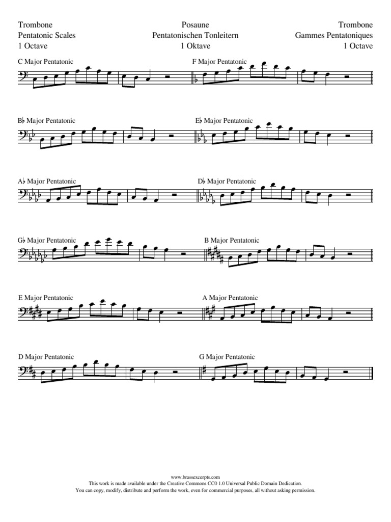 Pentatonic Scales Trombone Lexcerpts PDF Creative Commons