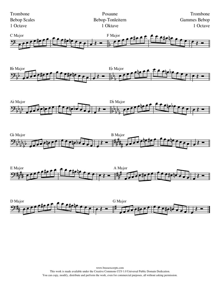 Bebop Scales Trombone Lexcerpts PDF Creative Commons License