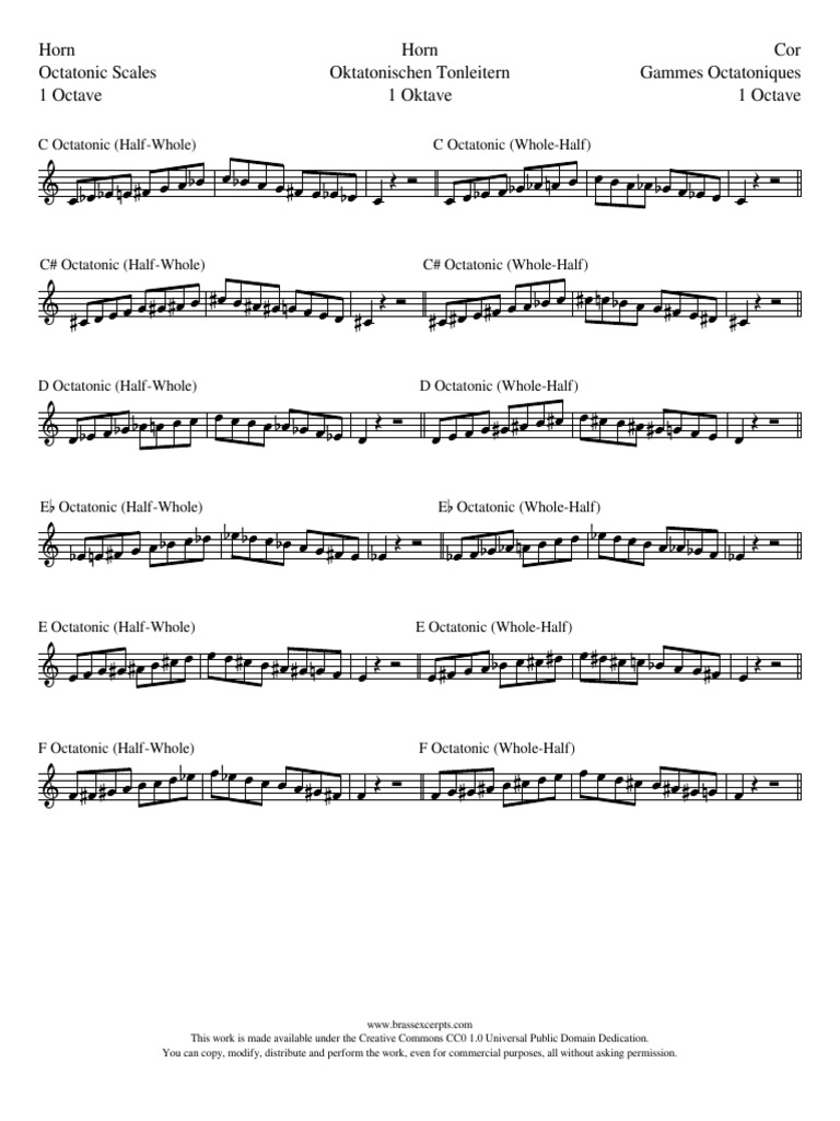 Octatonic Scales for Horn Players | PDF | Creative Commons License ...
