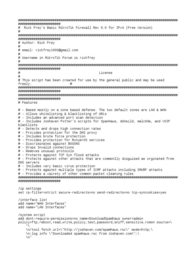 MikroTik Firewall Script for IPv4 | PDF | Domain Name System ...