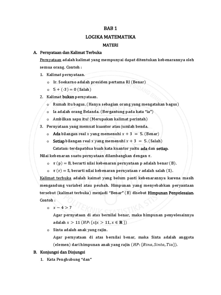 Bab 1 Logika Matematika | PDF
