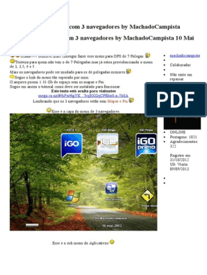 Tutorial de Atualização de GPS Com IGO, PDF