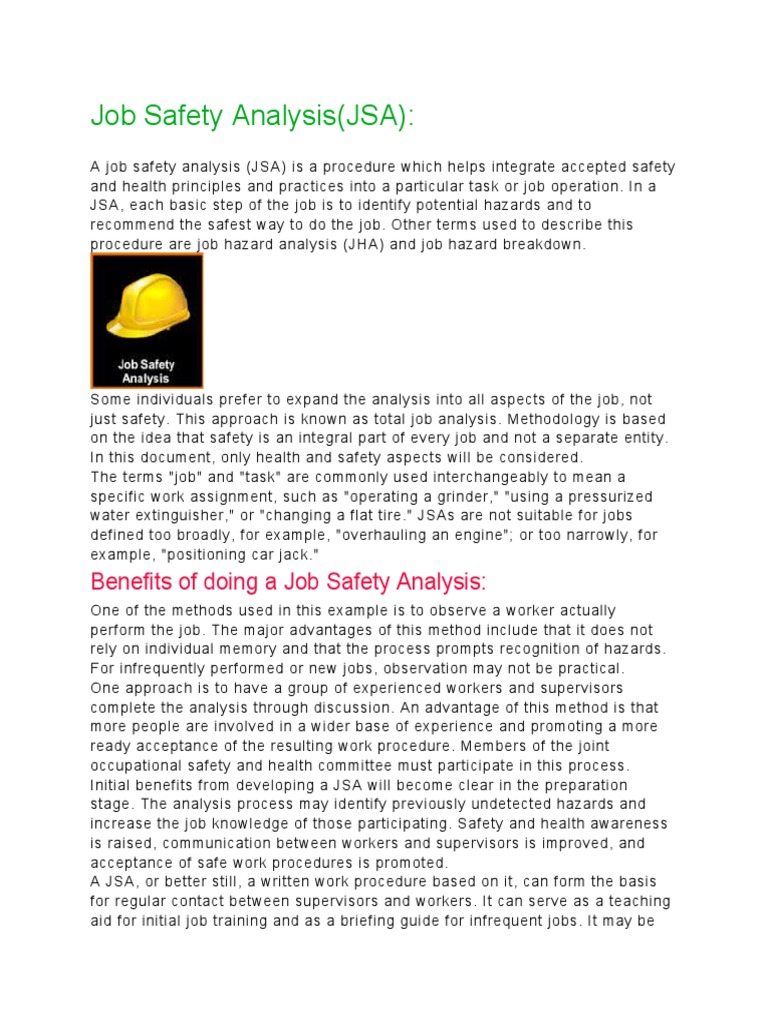 Job Safety Analysis | PDF | Safety | Business