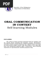 Oral Communication in Context: Self-Learning Modules