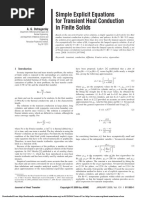 Simple Explicit Equations For Transient Heat Conduction in Finite Solids