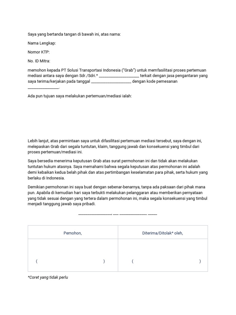 Surat Permohonan Mediasi | PDF