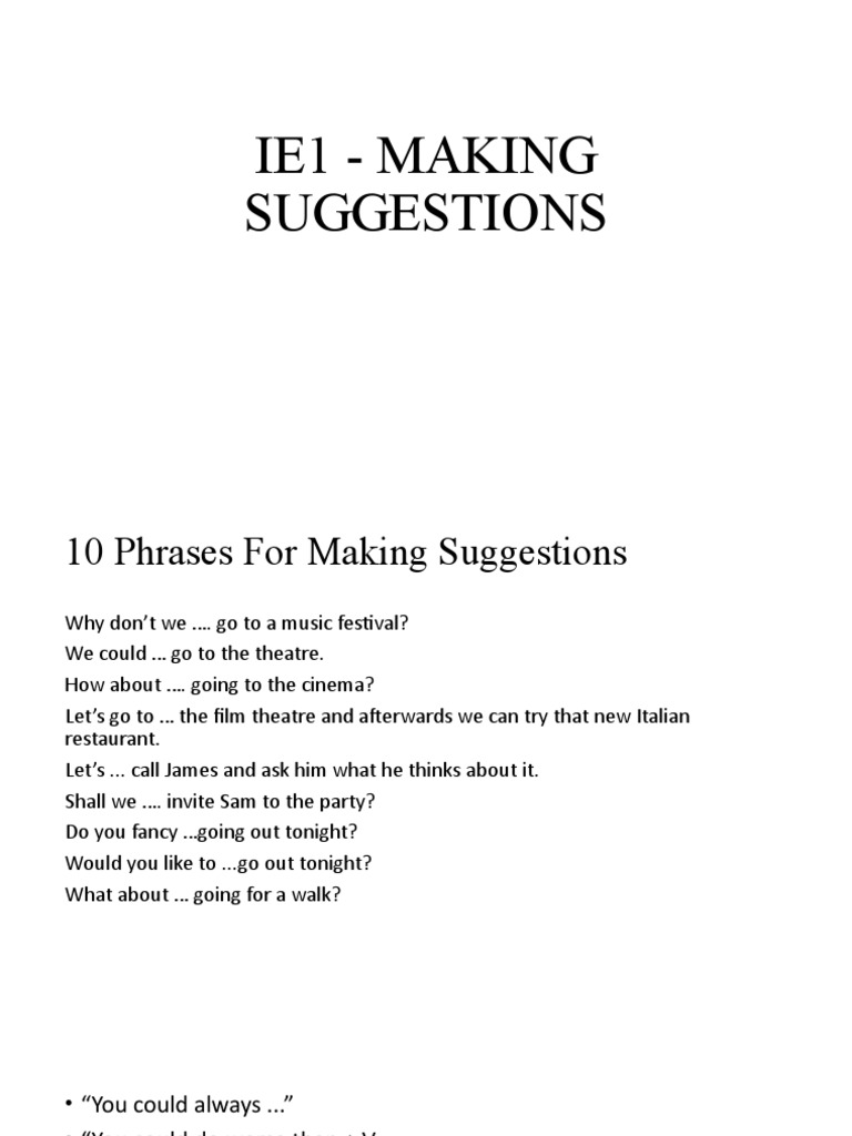 10 Phrases for Making Suggestions | PDF