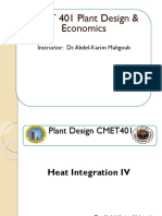 CMET 401 Plant Design & Economics Heat Integration