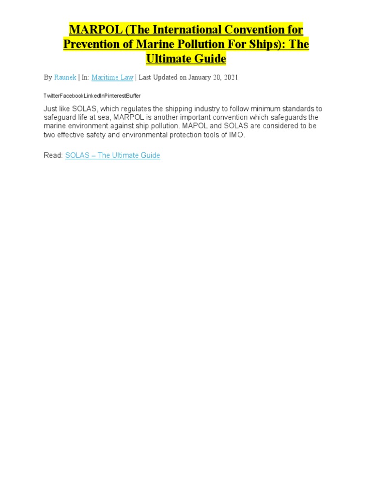 MARPOL Guide: Marine Pollution Prevention | PDF | Environmental Issues ...