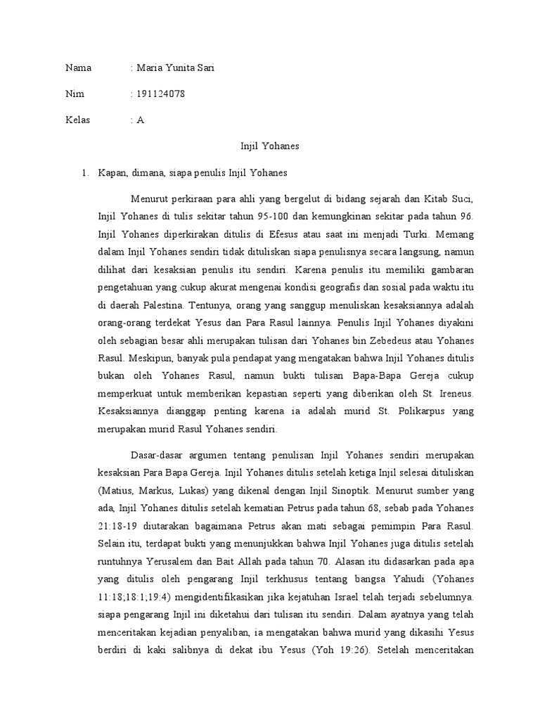 Maria Yunita Sari Latar Belakang Injil Yohanes PDF