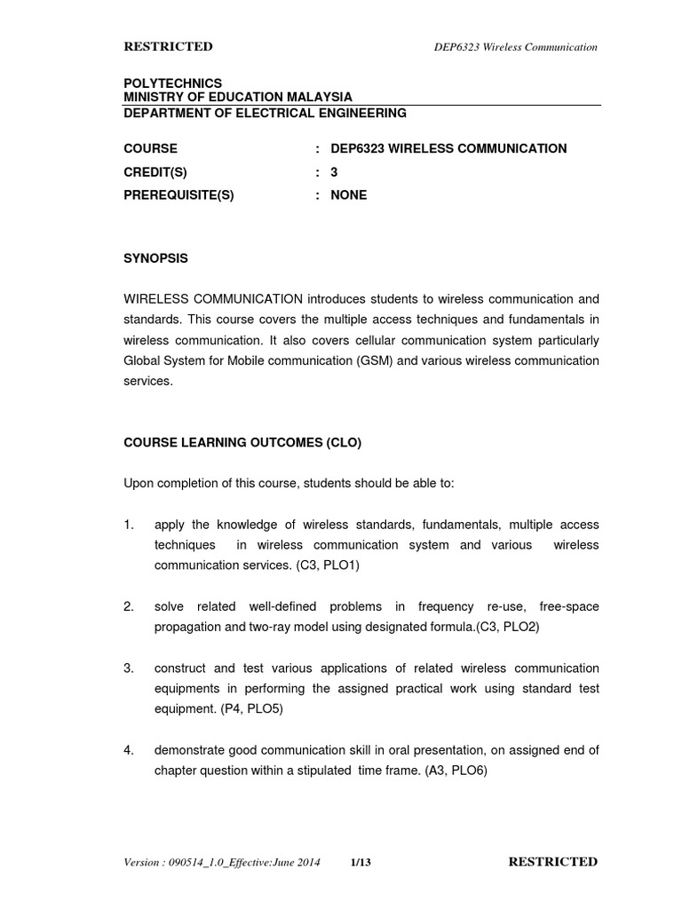 Dep6323 Wireless Communication | PDF | Bluetooth | Channel Access Method