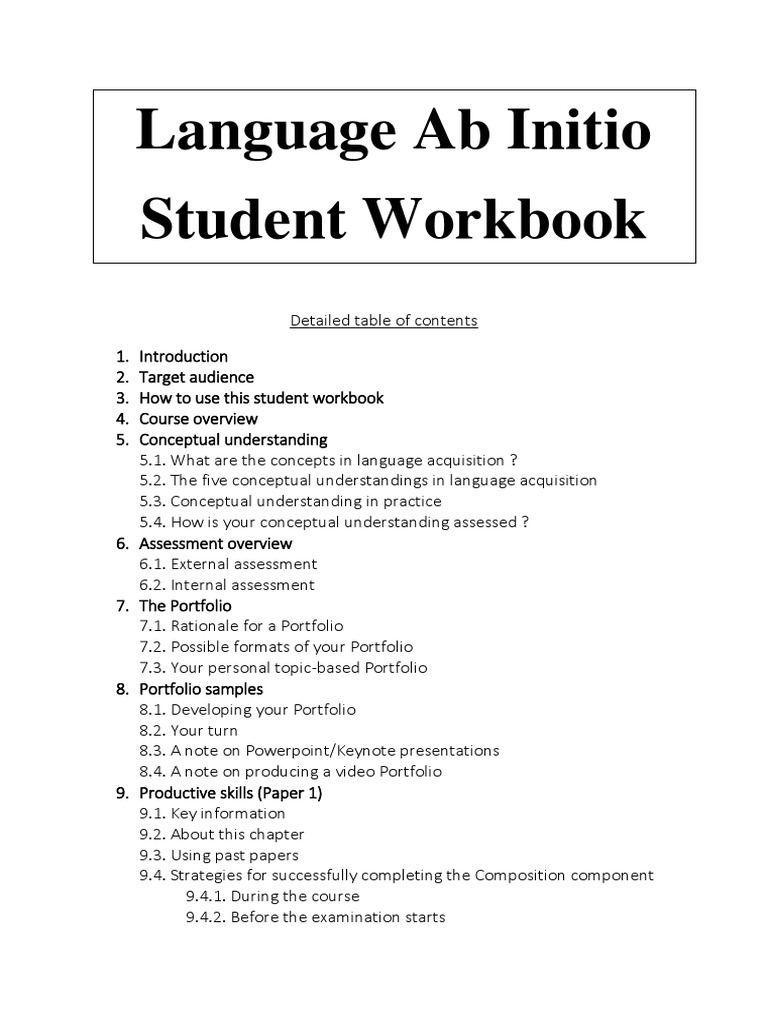 Language Ab Initio Student Workbook | PDF | Reading Comprehension ...