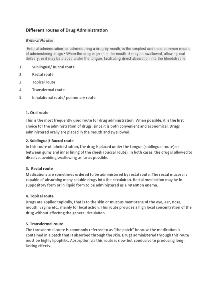 Routes of Drug Administration Explained | PDF | Injection (Medicine ...