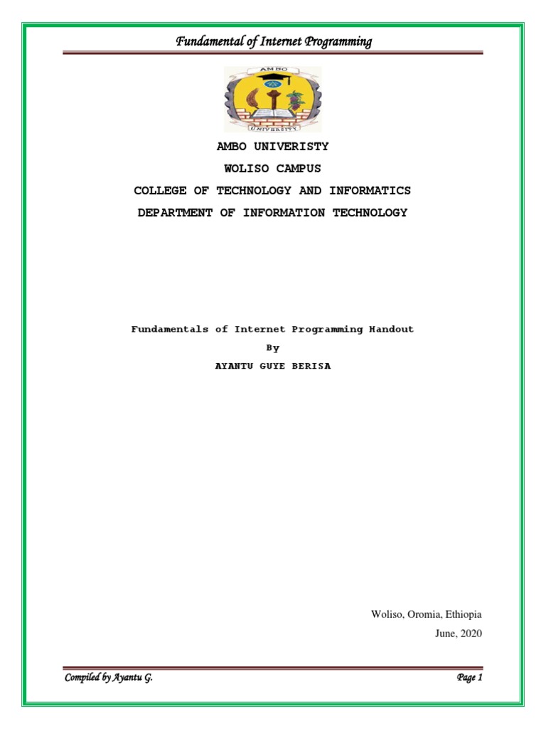 Fundamentals of Internet Programming All in One Handout | PDF | Html ...