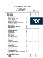 Cost Sheet Specimen