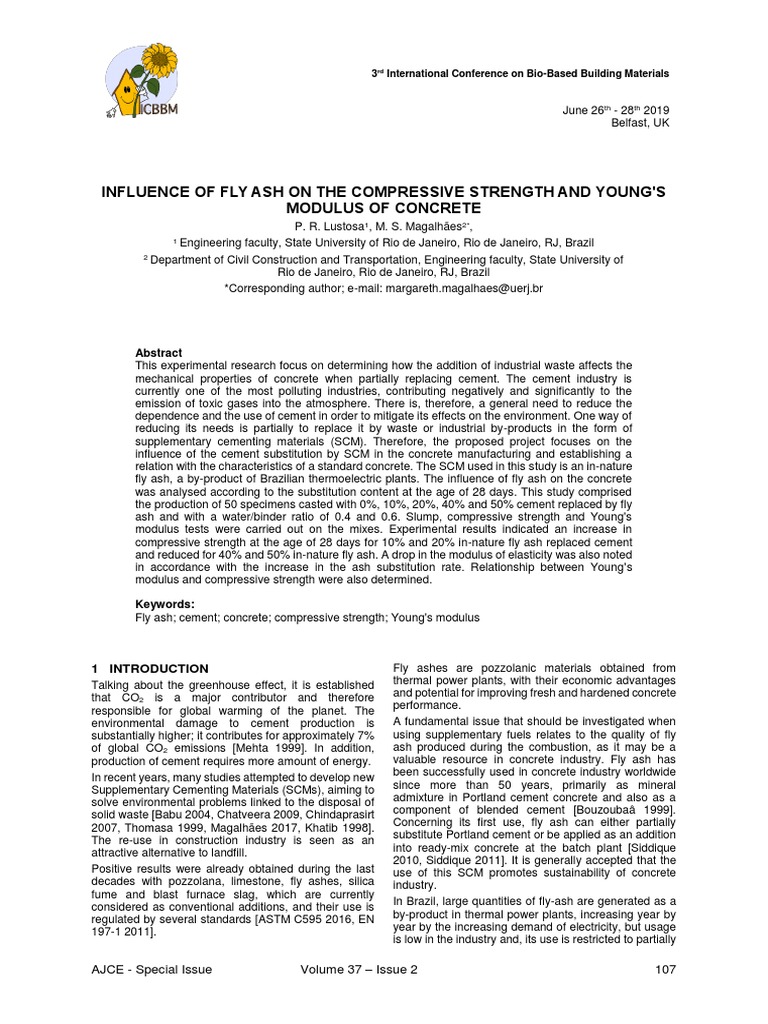 Influence of Fly Ash On The Compressive Strength and Young'S Modulus of ...