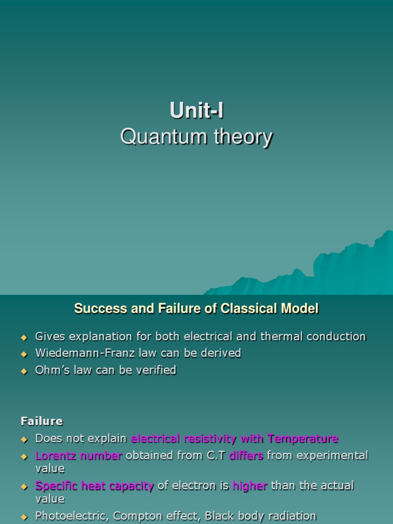 Quantum Theory of Free Electrons Explained | PDF | Electron | Quantum ...