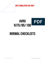 Avro RJ75/85/100 Normal Checklists: For Flight Simulator Use Only