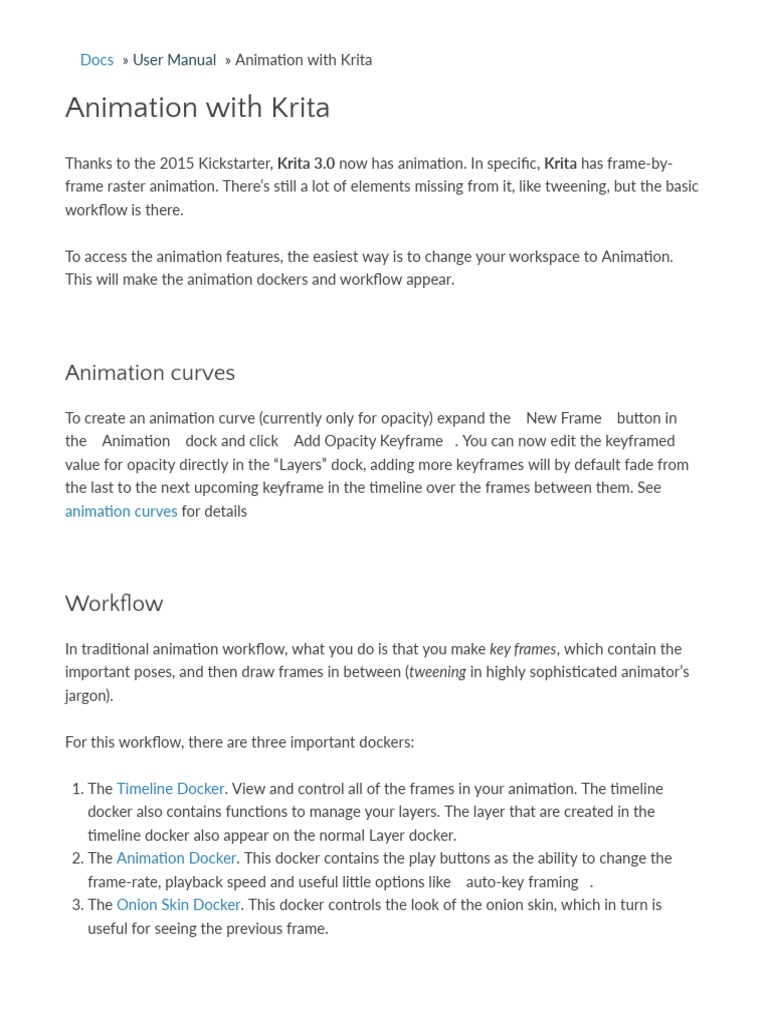 Animation With Krita - Krita Manual Version 4.1 | PDF | Computer ...