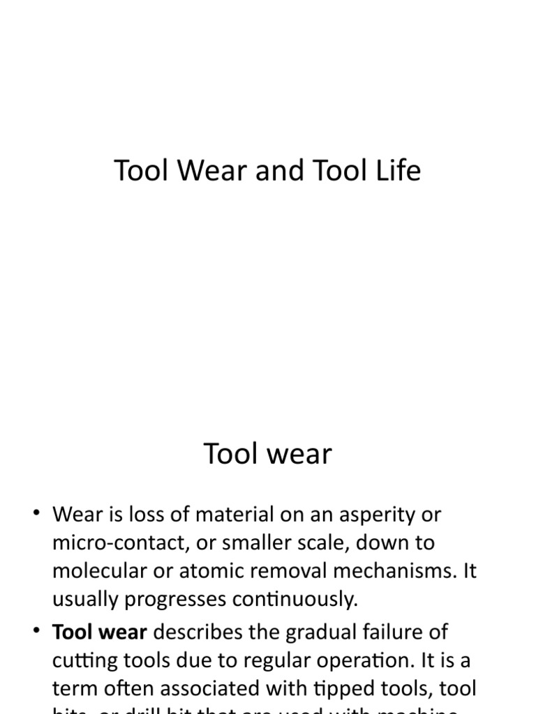 Tool Wear and Tool Life PDF Wear Machining