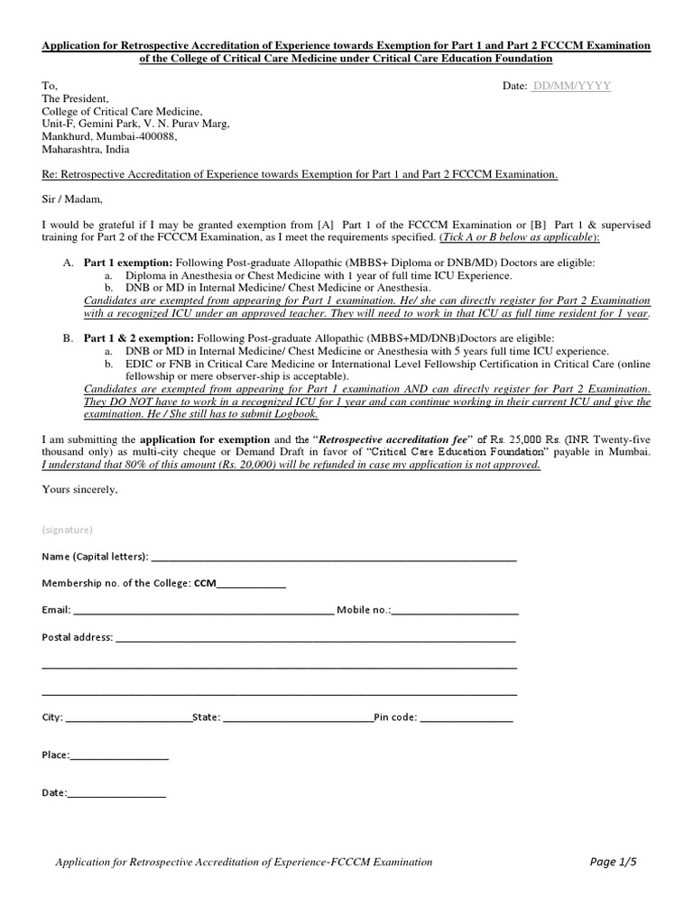 application-for-retrospective-accreditation-for-fcccm-pdf-doctor-of