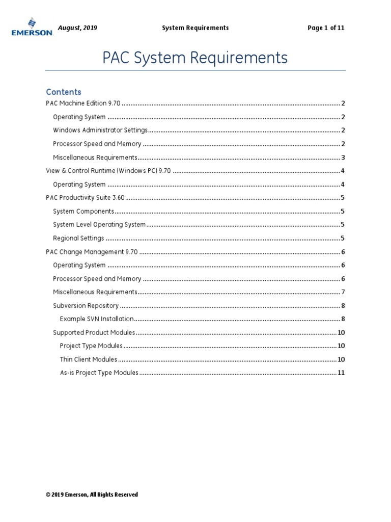 PAC System Requirements | PDF | Microsoft Windows | Operating System