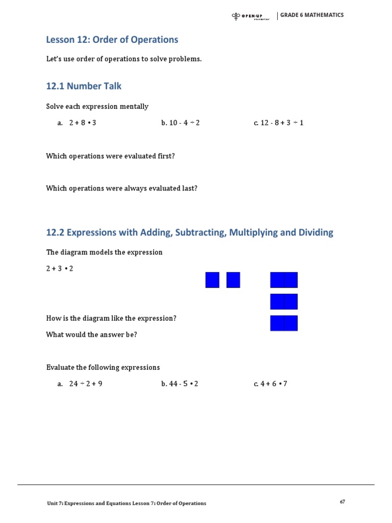 Math 6 Plus Unit 7 Lesson 9 | PDF | Algebra | Teaching Mathematics