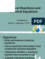 Chemical Reactions and Chemical Equations: Prepared By: Ariza D. Capucao, R.PH., Maed