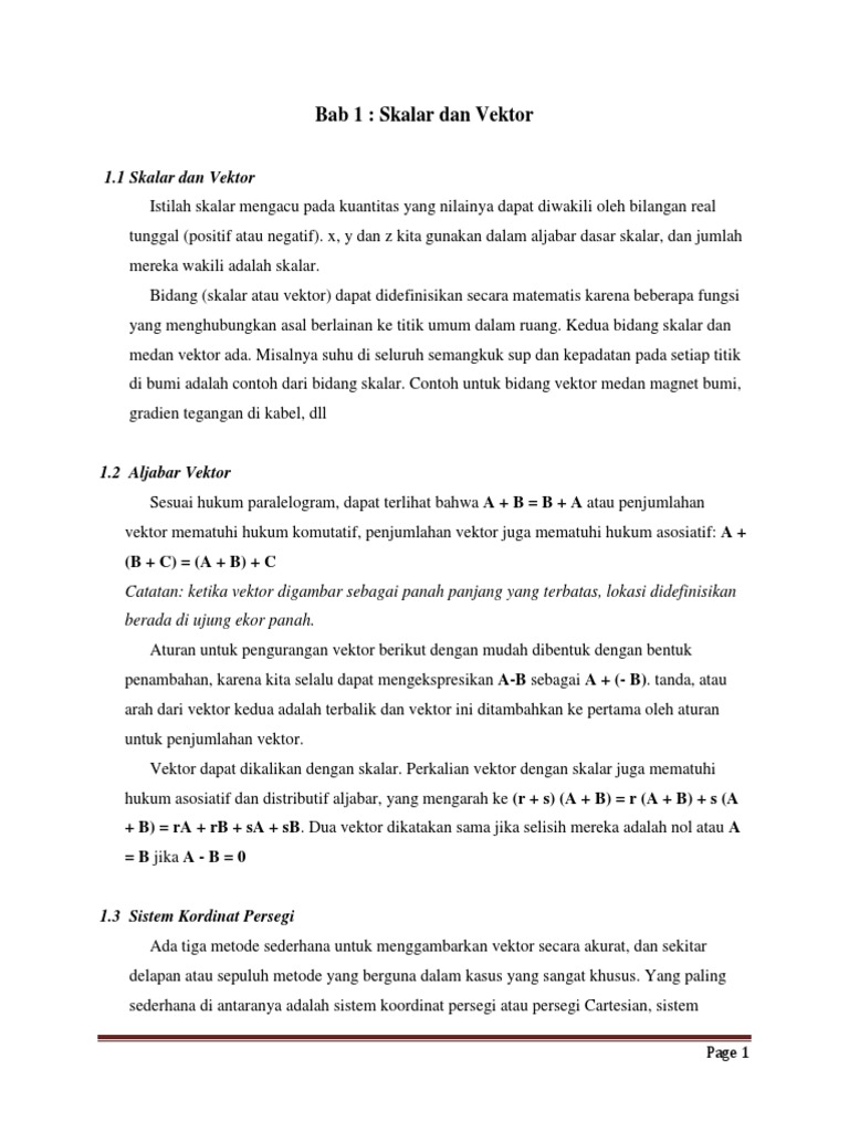 Bab 1 - Skalar Dan Vektor | PDF | Metode & Bahan Ajar